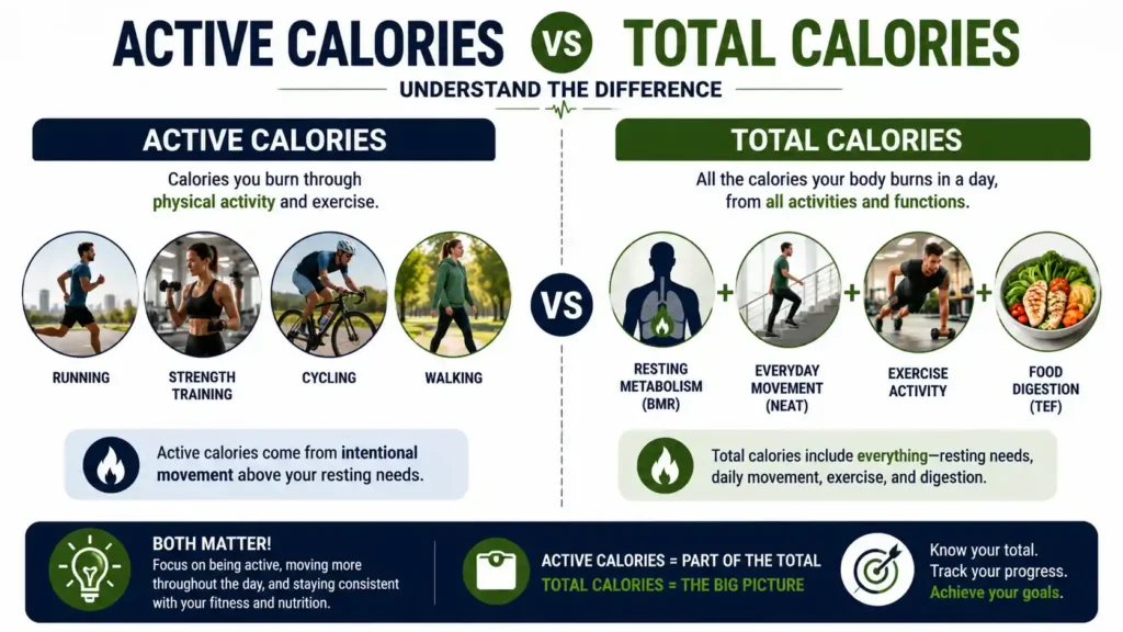 Active calories vs total calories burned per day