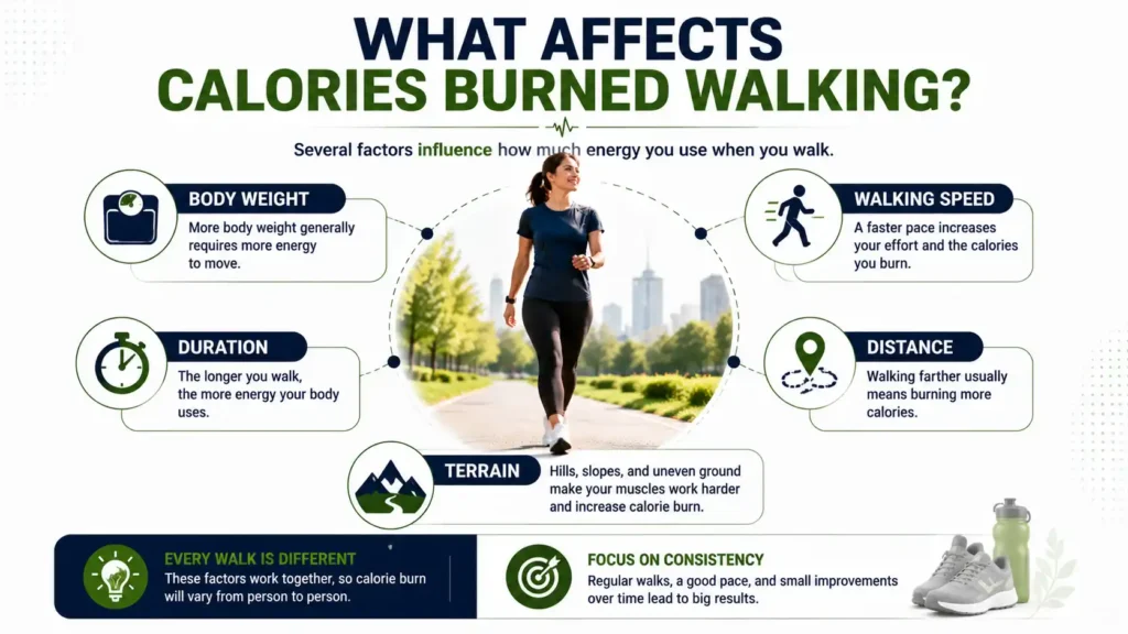 Factors affecting calories burned while walking
