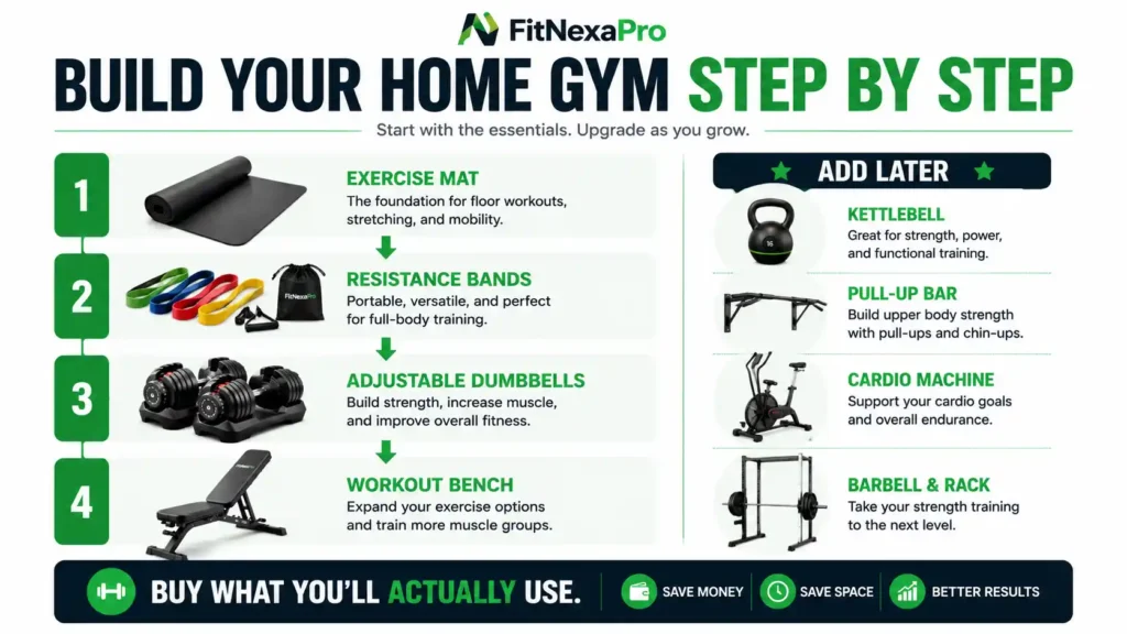 Beginner home gym equipment buying order