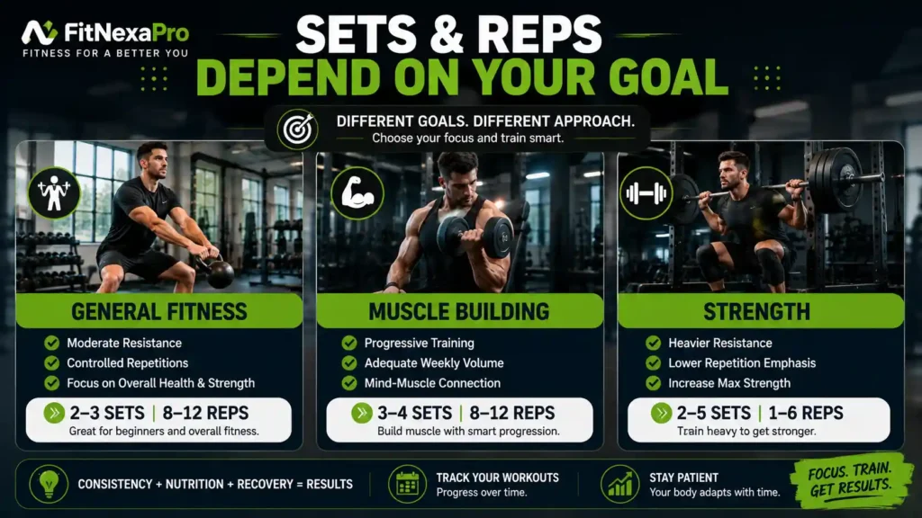 Sets and reps for strength muscle building and general fitness