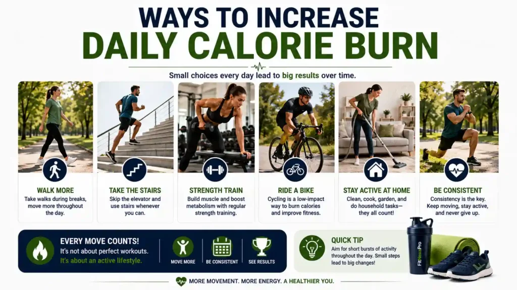 Ways to increase daily calorie burn through physical activity