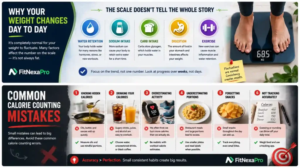 Daily weight fluctuations and common calorie counting mistakes explained
