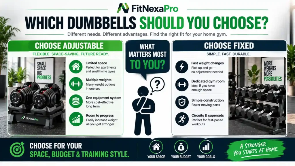 Guide to choosing adjustable or fixed dumbbells for a home gym