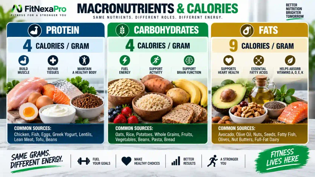 Calories per gram of protein carbohydrates and fats