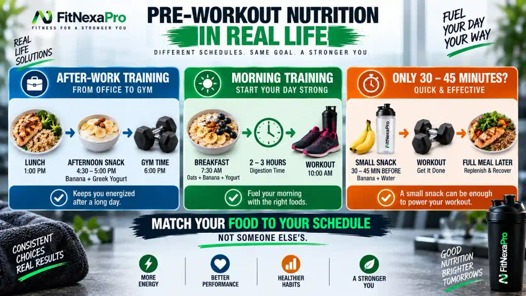 Pre-workout nutrition examples for different workout schedules