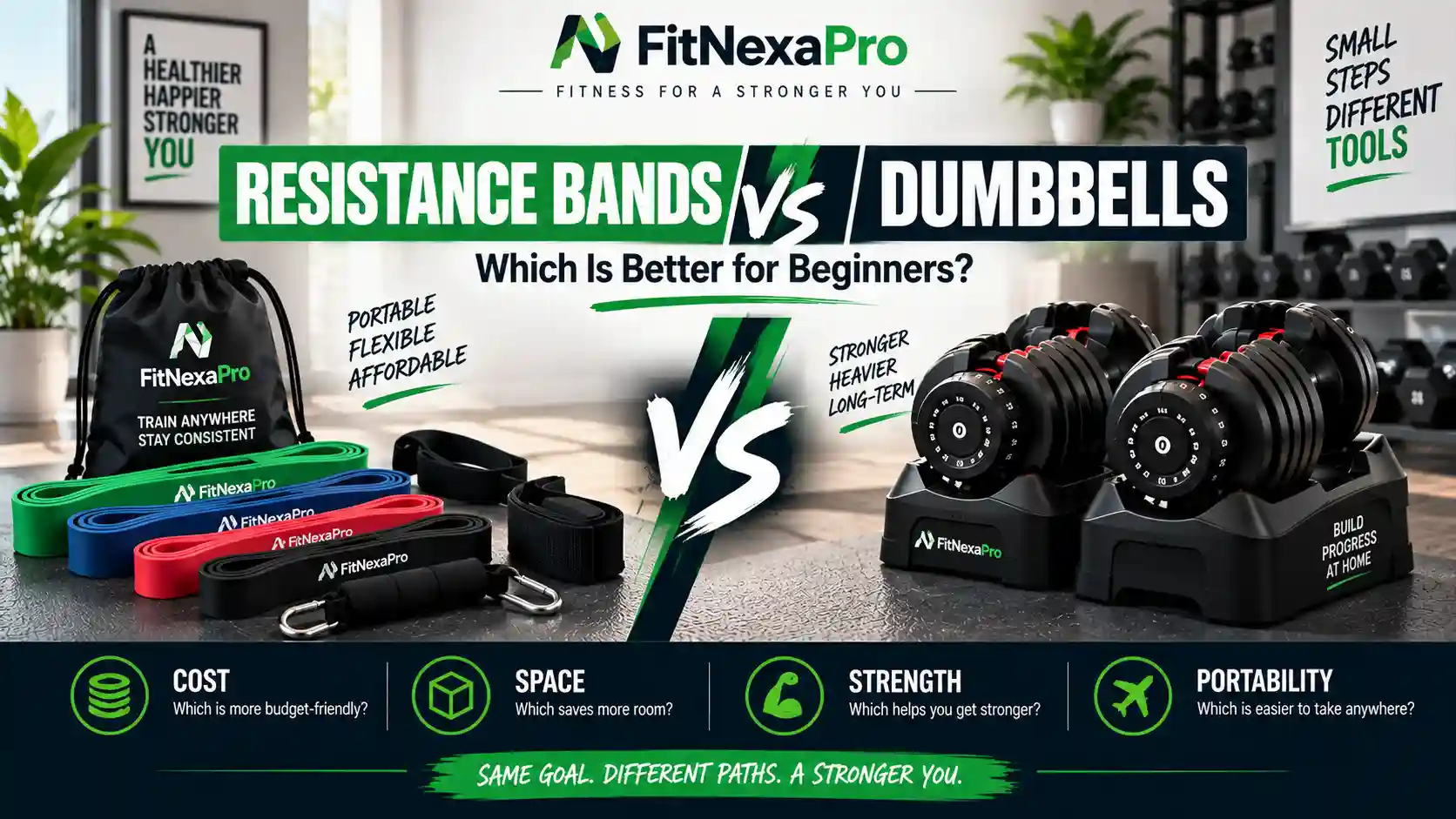 Resistance bands vs dumbbells for beginner home workouts