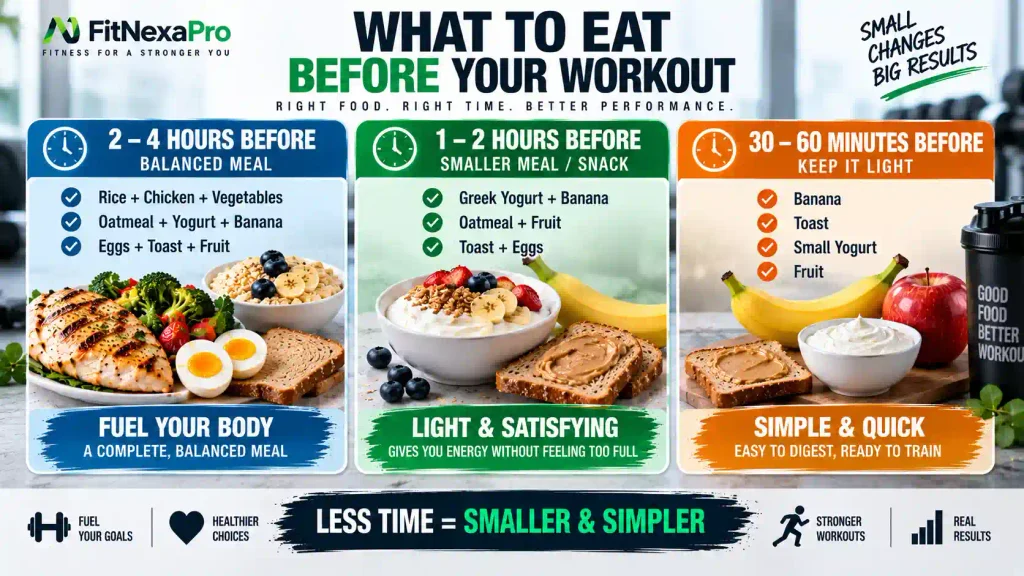 What to eat before a workout based on meal timing